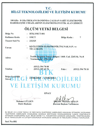 Ölçüm Yetki Belgesi